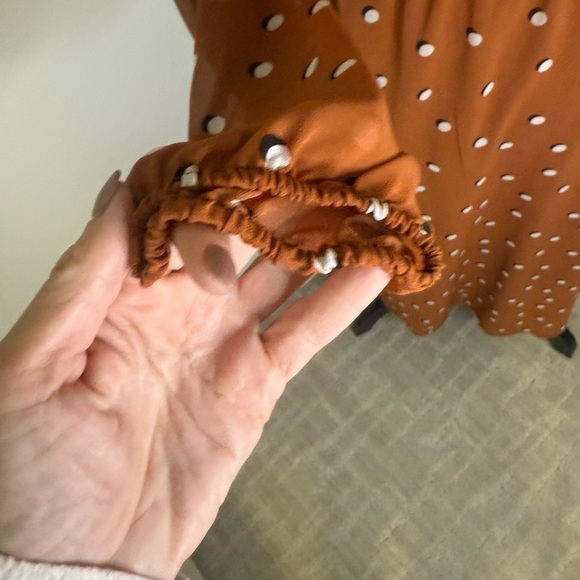 Alfani Rust Polka Dot Long Sleeve Dress - Picture 7 of 12